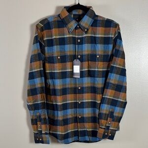 Ben Sherman Blue and Brown Plaid Button-Down Shirt